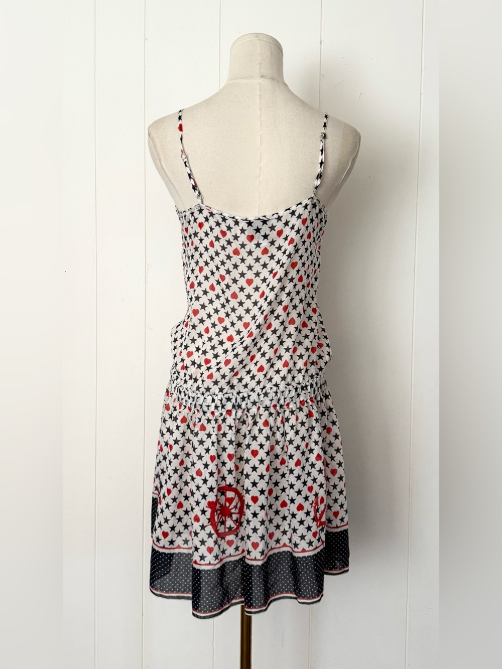 Blugirl Blumarine Beachwear Heart Star Nautical Silk Mini Dress Yacht Y2K US 6 - Picture 5 of 12